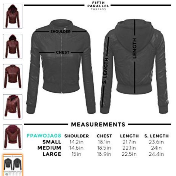 Wine/Red Womens Faux Leather Zip-Up Jacket - Picture 8 of 8